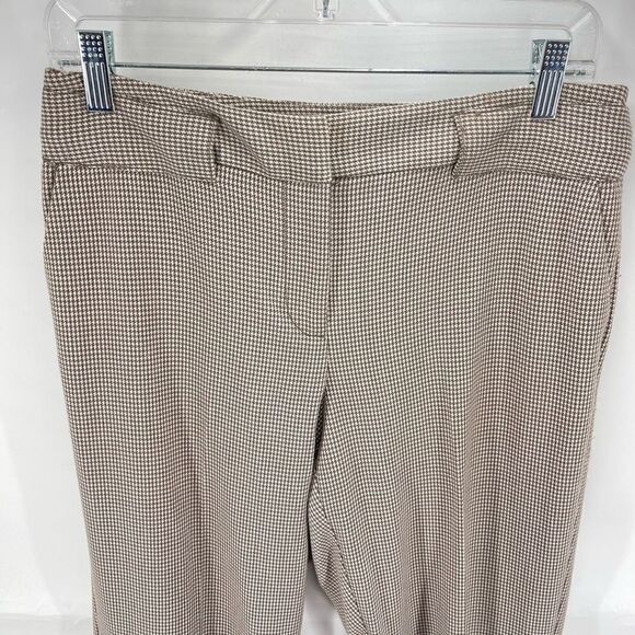 JH Collections Karyn Womens Dress Pants Houndstooth Flat Front Stretch Tan 6 - Picture 11 of 13